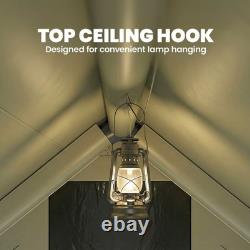 Tente de camping gonflable pour 4 personnes avec pompe et ouverture pour poêle, tente cabine imperméable