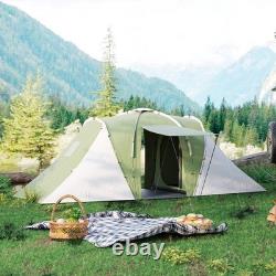 Tente de camping grande Outsunny, tente tunnel avec 2 chambres et espace de vie, 2000mm W