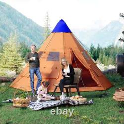 Tente de camping grande famille 6-7 personnes Outsunny avec sac de transport orange