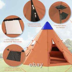 Tente de camping grande famille 6-7 personnes Outsunny avec sac de transport orange