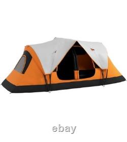 Tente de camping grande pour 5-6 personnes Outsunny avec sac, cadre en fibre de verre et acier, orange