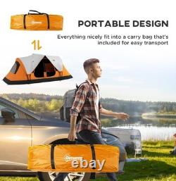 Tente de camping grande pour 5-6 personnes Outsunny avec sac, cadre en fibre de verre et acier, orange