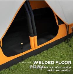 Tente de camping grande pour 5-6 personnes Outsunny avec sac, cadre en fibre de verre et acier, orange