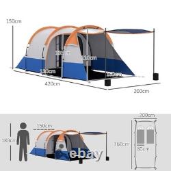 Tente de camping, grande tente tunnel avec chambre et espace de vie, 2000mm étanche
