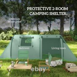 Tente de camping grise grande famille, tente tunnel, chambre, salon