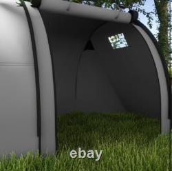 Tente de camping grise grande famille, tente tunnel, chambre, salon
