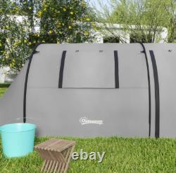 Tente de camping grise grande famille, tente tunnel, chambre, salon