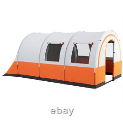 Tente de camping imperméable 3000 mm familiale 5 à 6 personnes crème orange