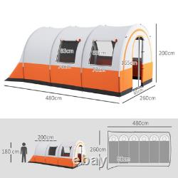 Tente de camping imperméable 3000 mm familiale 5 à 6 personnes crème orange