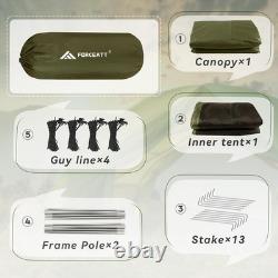 Tente de camping imperméable 4 saisons pour 2 personnes avec deux entrées et design coupe-vent