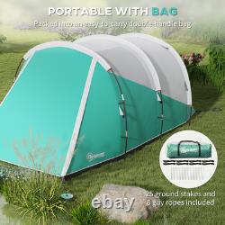 Tente de camping imperméable de 3000 mm avec 2 chambres pour 4 à 5 personnes, verte