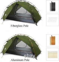Tente de camping imperméable pour 2 personnes, légère, facile à monter et avec auvent polyvalent