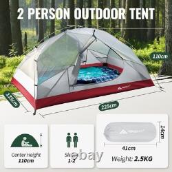 Tente de camping imperméable pour 2 personnes, rouge vin