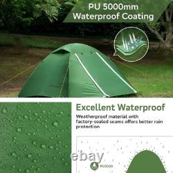 Tente de camping imperméable pour 4 personnes avec ventilation et sac de transport, installation facile