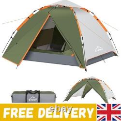 Tente de camping instantanée 3 personnes, imperméable et coupe-vent, abri extérieur