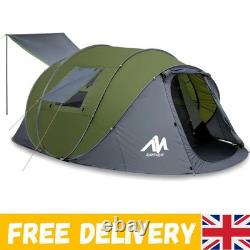 Tente de camping instantanée 4-6 personnes avec grand vestibule et design étanche