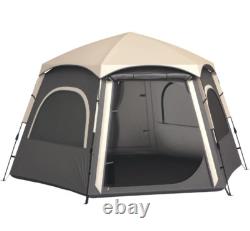 Tente de camping instantanée Outsunny pour 4 personnes, facile à monter, tente en dôme, gris foncé