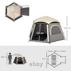 Tente de camping instantanée Outsunny pour 4 personnes, facile à monter, tente en dôme, gris foncé