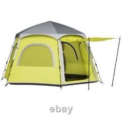 Tente de camping instantanée Outsunny, tente en dôme facile à monter pour 4 personnes, jaune vert