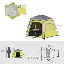 Tente de camping instantanée Outsunny, tente en dôme facile à monter pour 4 personnes, jaune vert