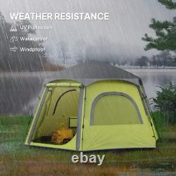 Tente de camping instantanée Outsunny, tente en dôme facile à monter pour 4 personnes, jaune vert