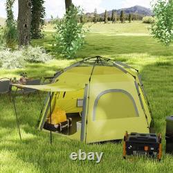 Tente de camping instantanée Outsunny, tente en dôme facile à monter pour 4 personnes, jaune vert