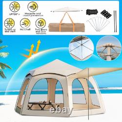 Tente de camping instantanée avec protection UV pour 4 personnes, ensemble d'accessoires de 6 pièces