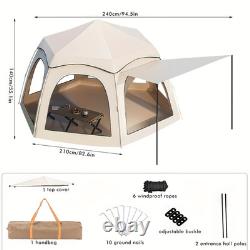 Tente de camping instantanée avec protection UV pour 4 personnes, ensemble d'accessoires de 6 pièces