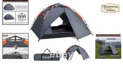 Tente de camping instantanée pop-up 3 personnes, imperméable à 3 couches, toutes saisons pour l’extérieur