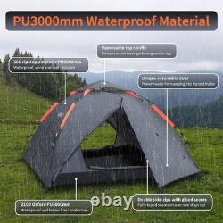 Tente de camping instantanée pop-up 3 personnes, imperméable à 3 couches, toutes saisons pour l’extérieur