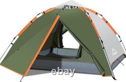 Tente de camping instantanée pop-up améliorée pour 3 personnes, imperméable et coupe-vent