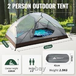 Tente de camping légère pour 2 personnes, imperméable et coupe-vent avec fenêtres en mesh