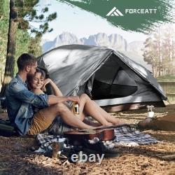 Tente de camping légère pour 2 personnes, imperméable et coupe-vent avec fenêtres en mesh