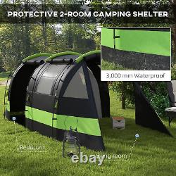 Tente de camping noire pour 4-5 personnes Outsunny, spacieuse, étanche avec salon