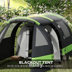 Tente de camping noire pour 4-5 personnes Outsunny, spacieuse, étanche avec salon