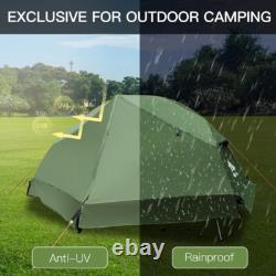 Tente de camping pliable pour 1 personne avec lit de camping surélevé et housses de pluie