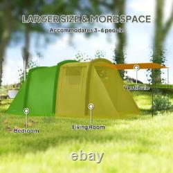 Tente de camping pliable pour 6 personnes avec protection ?? UV et sac de transport, vert olive