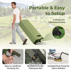 Tente de camping pliante pour 2 personnes surélevée avec matelas gonflable et sacs de couchage