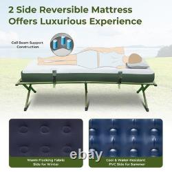 Tente de camping pliante pour 2 personnes surélevée avec matelas gonflable et sacs de couchage