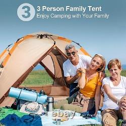 Tente de camping pop-up 3 personnes, étanche, coupe-vent, idéale pour l'extérieur