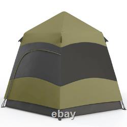 Tente de camping pop-up 4-6 personnes imperméable avec fenêtres en maille et ventilation, verte Air FOXDEN