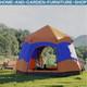 Tente De Camping Pop-up 6 Personnes Abri Solaire Résistant Aux Intempéries Avec 4 Fenêtres Orange