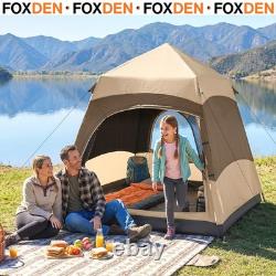 Tente de camping pop-up 6 personnes, montage instantané, double-toit, dôme imperméable 3 saisons, sac de transport
