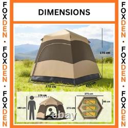 Tente de camping pop-up 6 personnes, montage instantané, double-toit, dôme imperméable 3 saisons, sac de transport