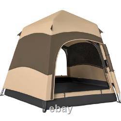 Tente de camping pop-up 6 personnes, montage instantané, double-toit, dôme imperméable 3 saisons, sac de transport