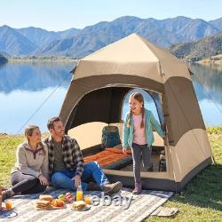 Tente de camping pop-up 6 personnes, montage instantané, double-toit, dôme imperméable 3 saisons, sac de transport