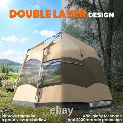Tente de camping pop-up 6 personnes, montage instantané, double-toit, dôme imperméable 3 saisons, sac de transport
