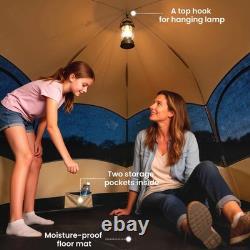 Tente de camping pop-up 6 personnes, montage instantané, double-toit, dôme imperméable 3 saisons, sac de transport