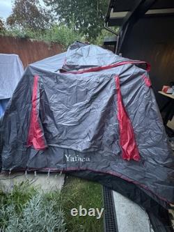 Tente de camping pop-up Yafaca gris/rouge, 1 porte et 2 fenêtres, sac de transport