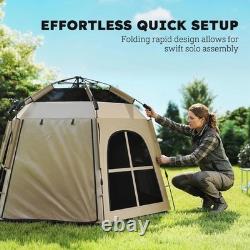 Tente de camping pop-up instantanée pour 3 à 4 personnes, imperméabilité 3 000 mm, avec 2 portes, kaki